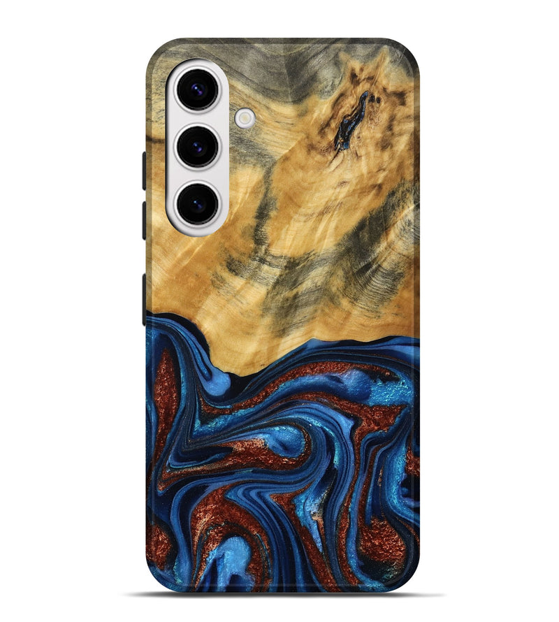 Galaxy S25 Plus Wood Live Edge Phone Case - Ian (Teal & Gold, 787965)