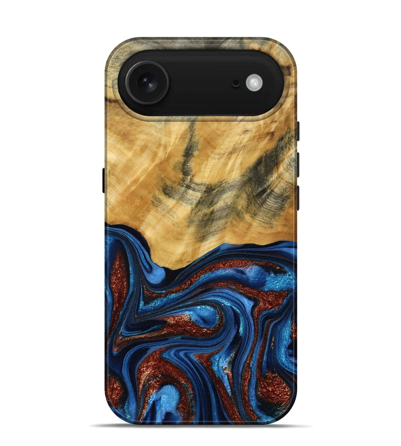 iPhone 17 Air Wood Live Edge Phone Case - Ian (Teal & Gold, 787965)