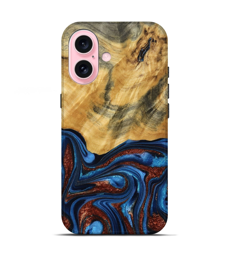 iPhone 17 Wood Live Edge Phone Case - Ian (Teal & Gold, 787965)