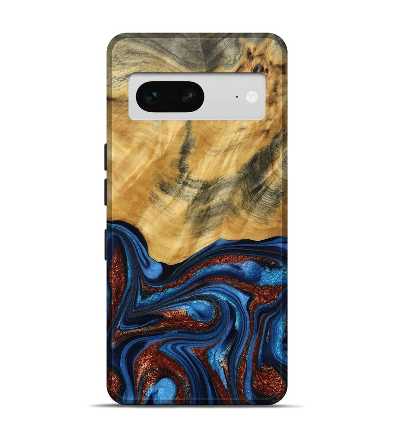 Pixel 7 Wood Live Edge Phone Case - Ian (Teal & Gold, 787965)