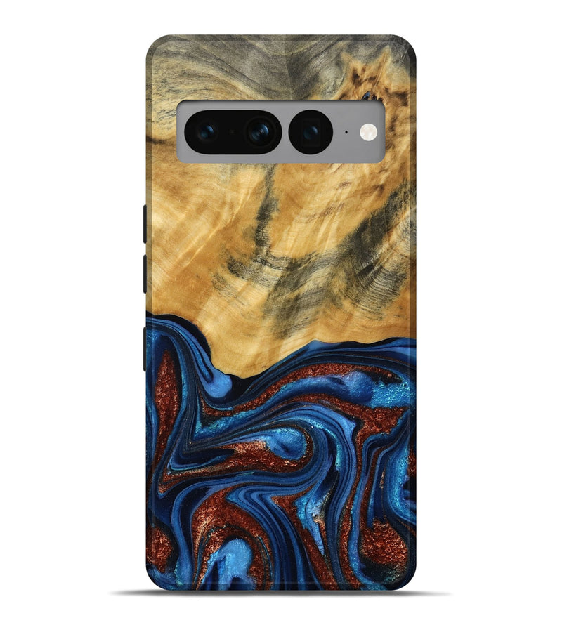 Pixel 7 Pro Wood Live Edge Phone Case - Ian (Teal & Gold, 787965)