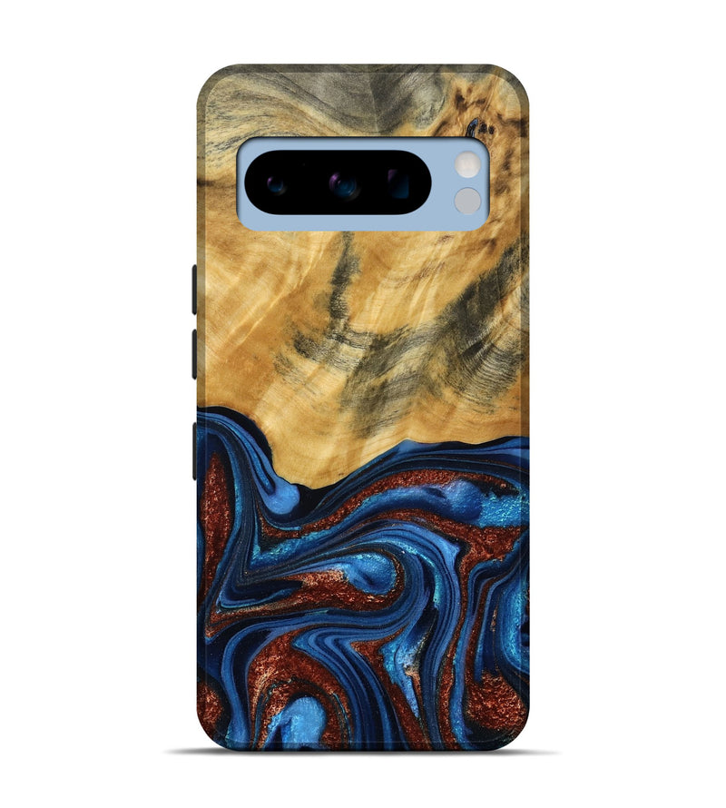 Pixel 8 Pro Wood Live Edge Phone Case - Ian (Teal & Gold, 787965)