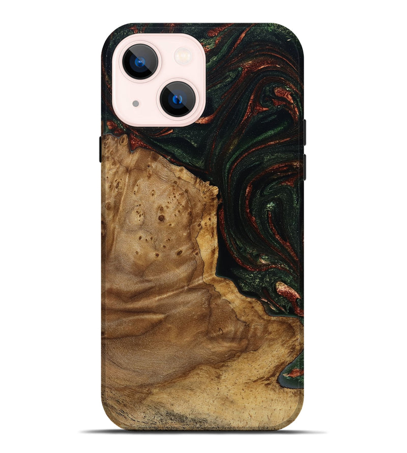 iPhone 14 Plus Wood Live Edge Phone Case - Breana (Green, 787975)
