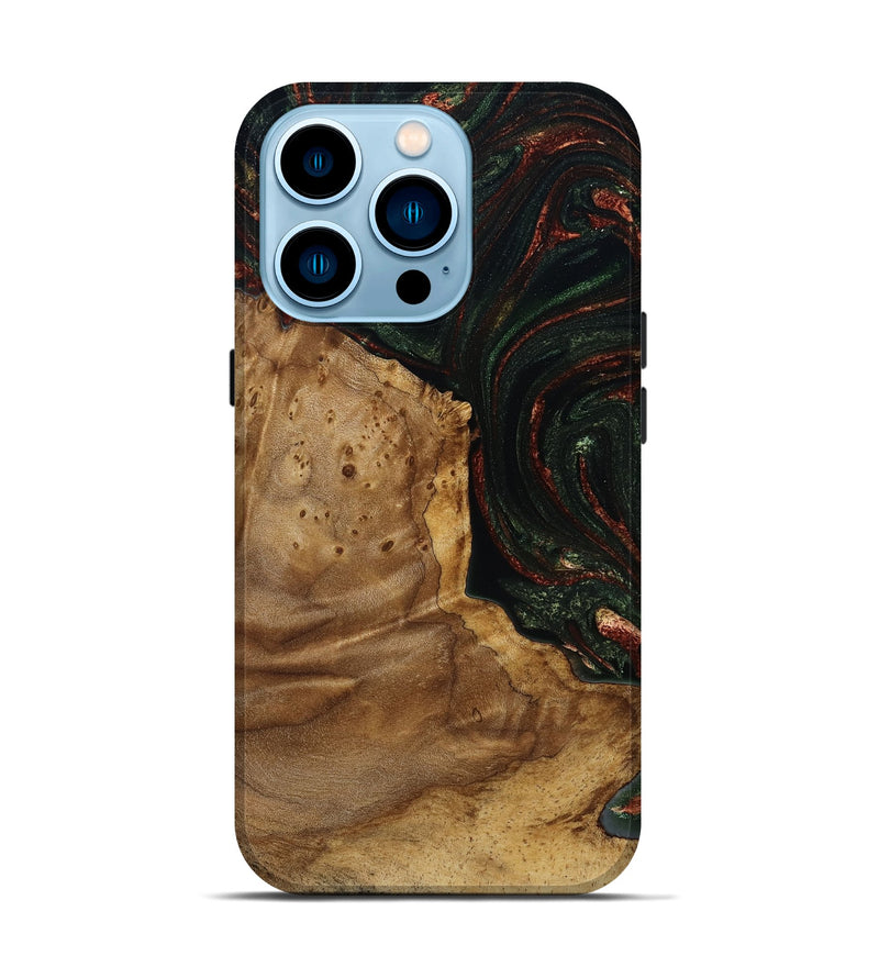 iPhone 14 Pro Wood Live Edge Phone Case - Breana (Green, 787975)