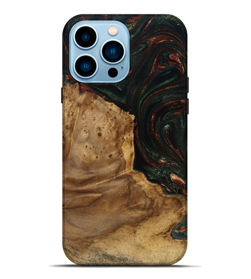 iPhone 14 Pro Max Wood Live Edge Phone Case - Breana (Green, 787975)