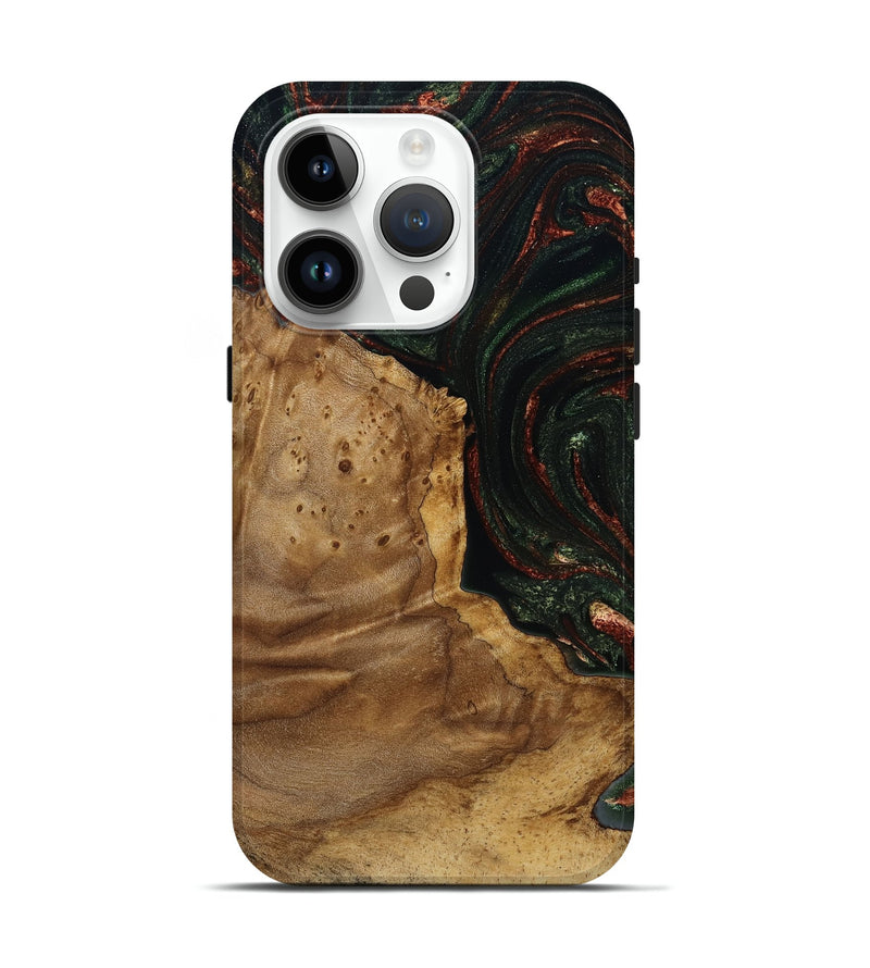iPhone 15 Pro Wood Live Edge Phone Case - Breana (Green, 787975)