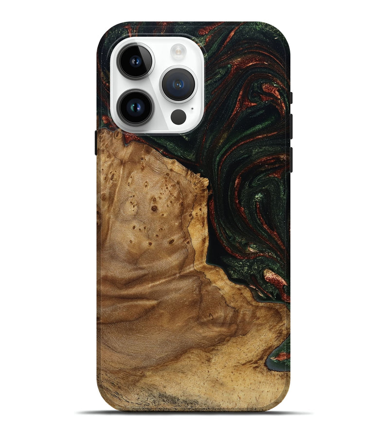 iPhone 15 Pro Max Wood Live Edge Phone Case - Breana (Green, 787975)