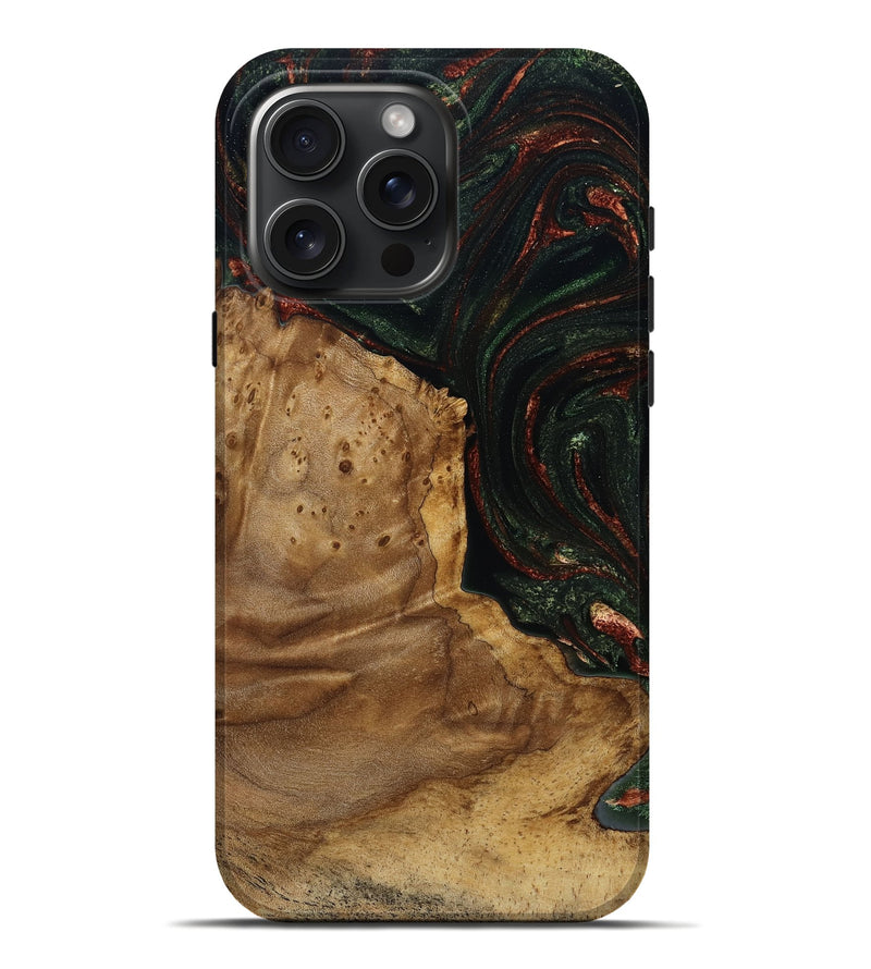 iPhone 16 Pro Max Wood Live Edge Phone Case - Breana (Green, 787975)