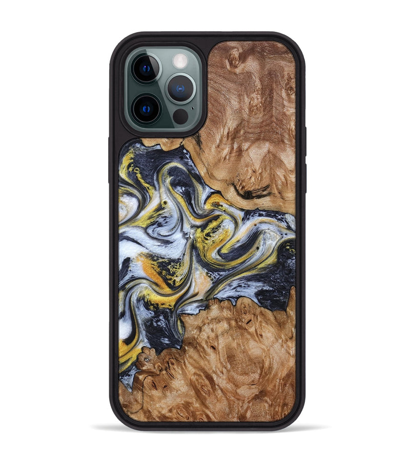 iPhone 12 Pro Max Wood Phone Case - Mikala (Black & White, 787995)