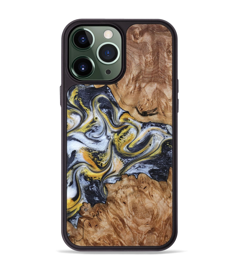 iPhone 13 Pro Max Wood Phone Case - Mikala (Black & White, 787995)