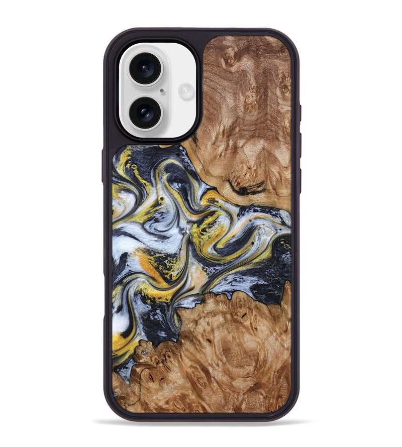 iPhone 16 Plus Wood Phone Case - Mikala (Black & White, 787995)