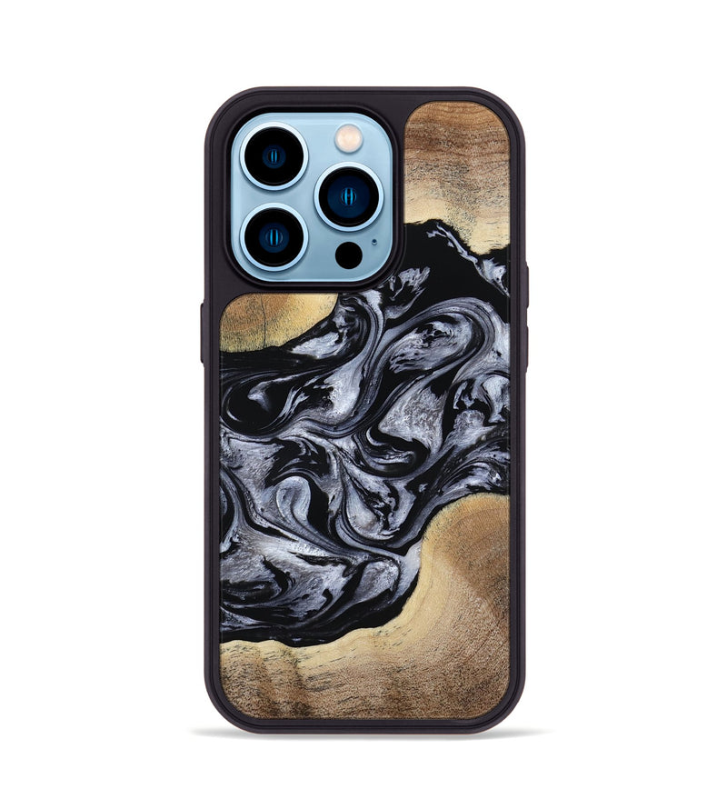 iPhone 14 Pro Wood Phone Case - Cortez (Black & White, 787997)