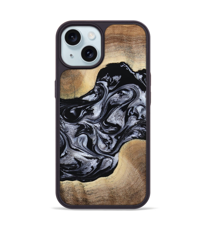 iPhone 15 Wood Phone Case - Cortez (Black & White, 787997)