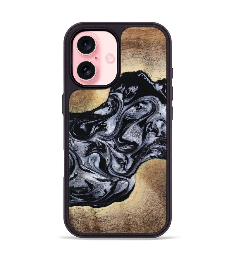 iPhone 16 Wood Phone Case - Cortez (Black & White, 787997)
