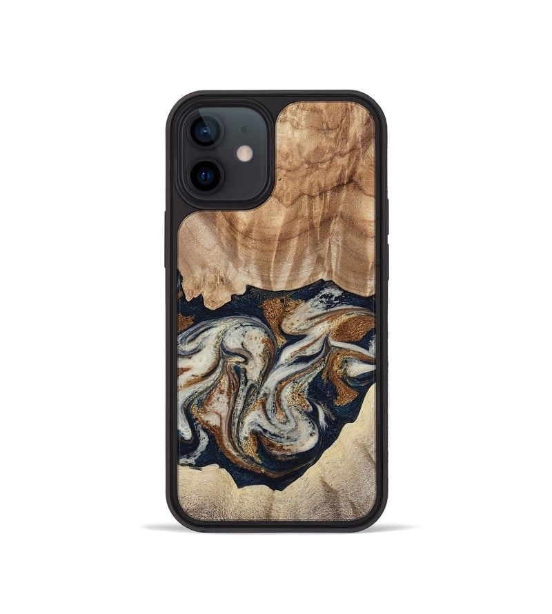 iPhone 12 mini Wood Phone Case - Ole (Teal & Gold, 788011)