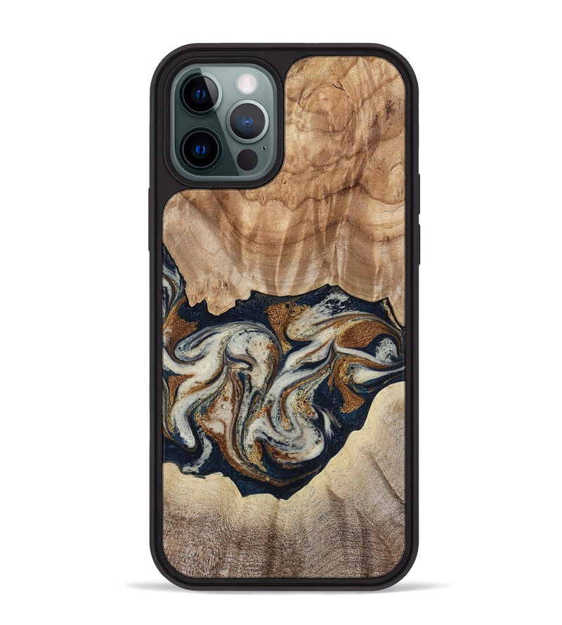 iPhone 12 Pro Max Wood Phone Case - Ole (Teal & Gold, 788011)