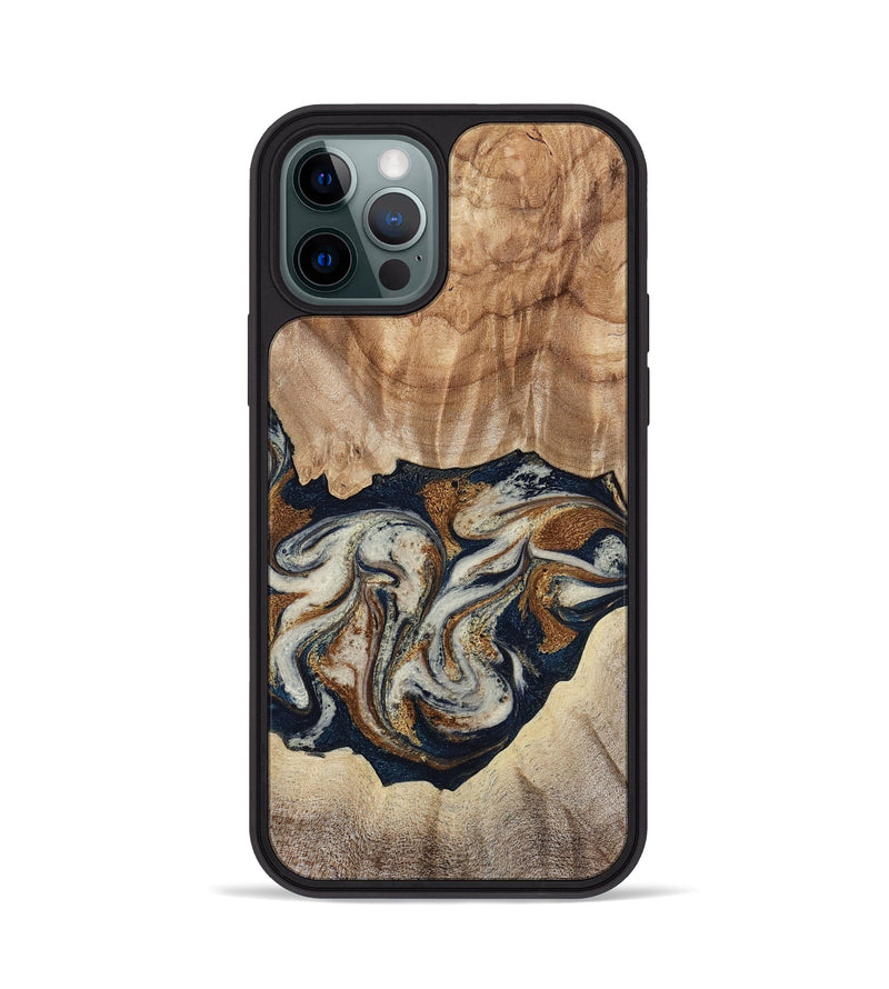iPhone 12 Pro Wood Phone Case - Ole (Teal & Gold, 788011)