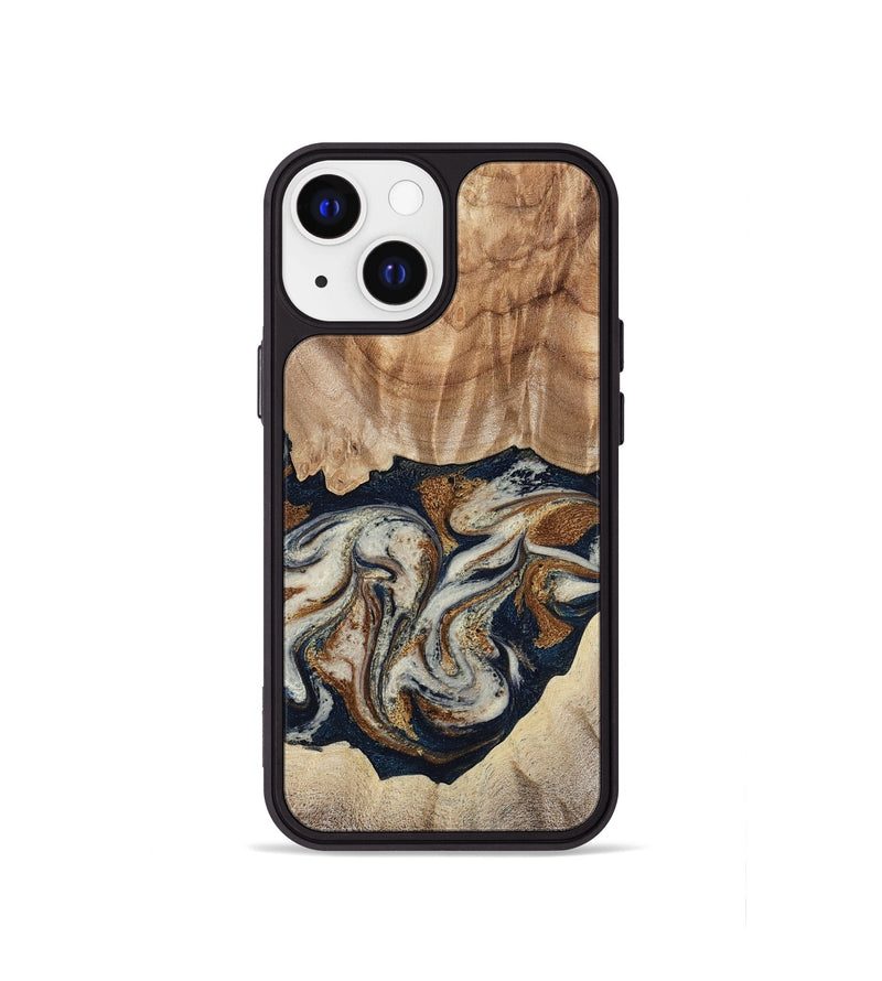 iPhone 13 mini Wood Phone Case - Ole (Teal & Gold, 788011)