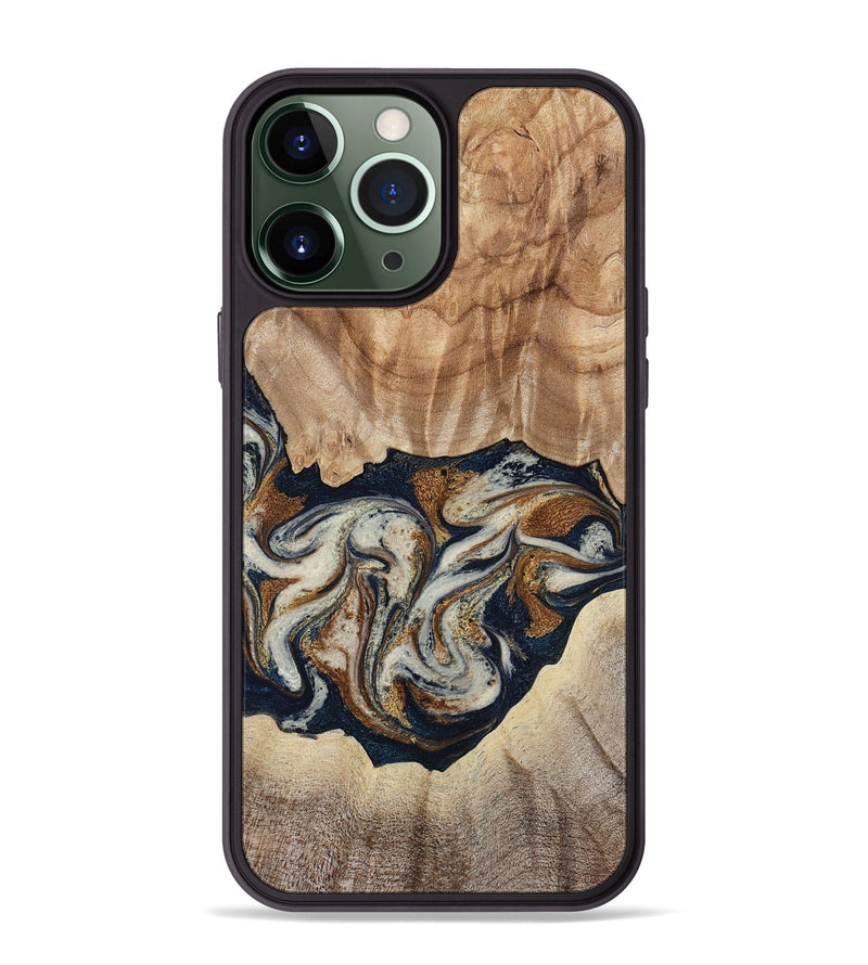 iPhone 13 Pro Max Wood Phone Case - Ole (Teal & Gold, 788011)