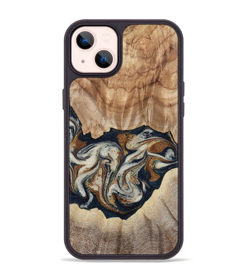 iPhone 14 Plus Wood Phone Case - Ole (Teal & Gold, 788011)
