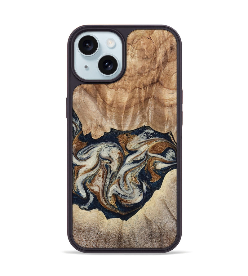 iPhone 15 Wood Phone Case - Ole (Teal & Gold, 788011)