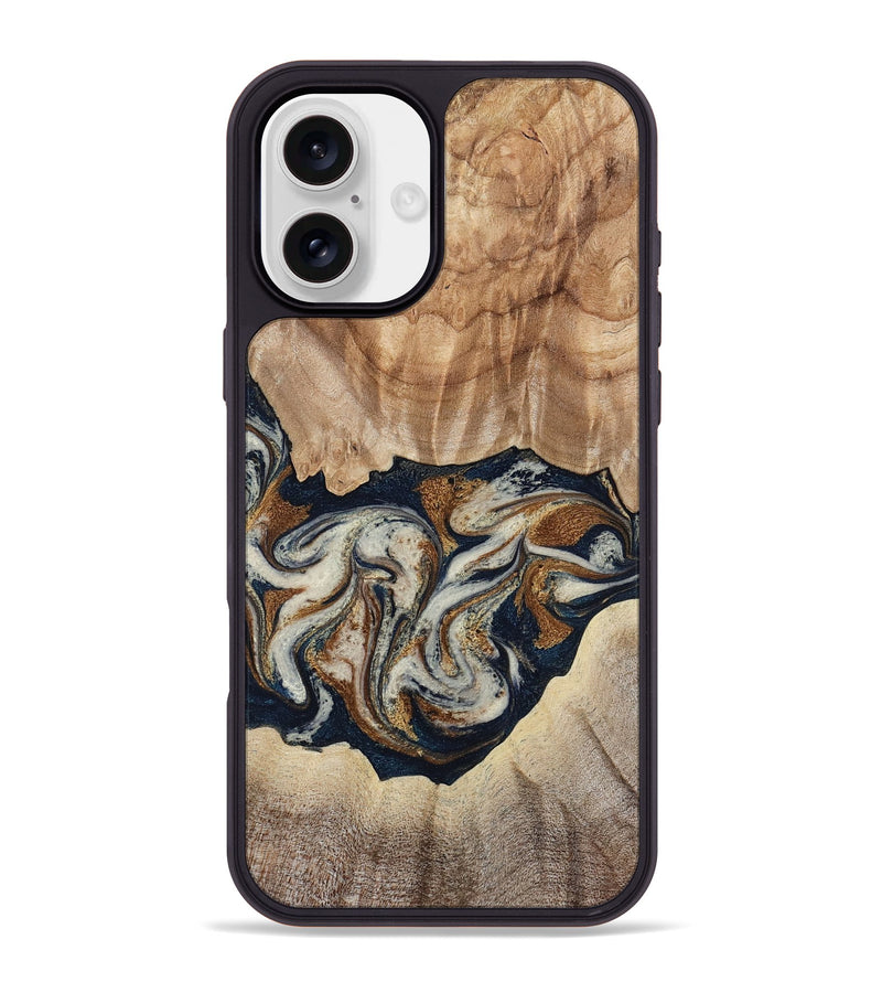 iPhone 16 Plus Wood Phone Case - Ole (Teal & Gold, 788011)