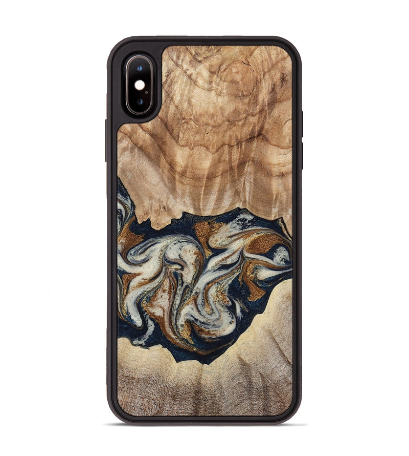 iPhone Xs Max Wood Phone Case - Ole (Teal & Gold, 788011)