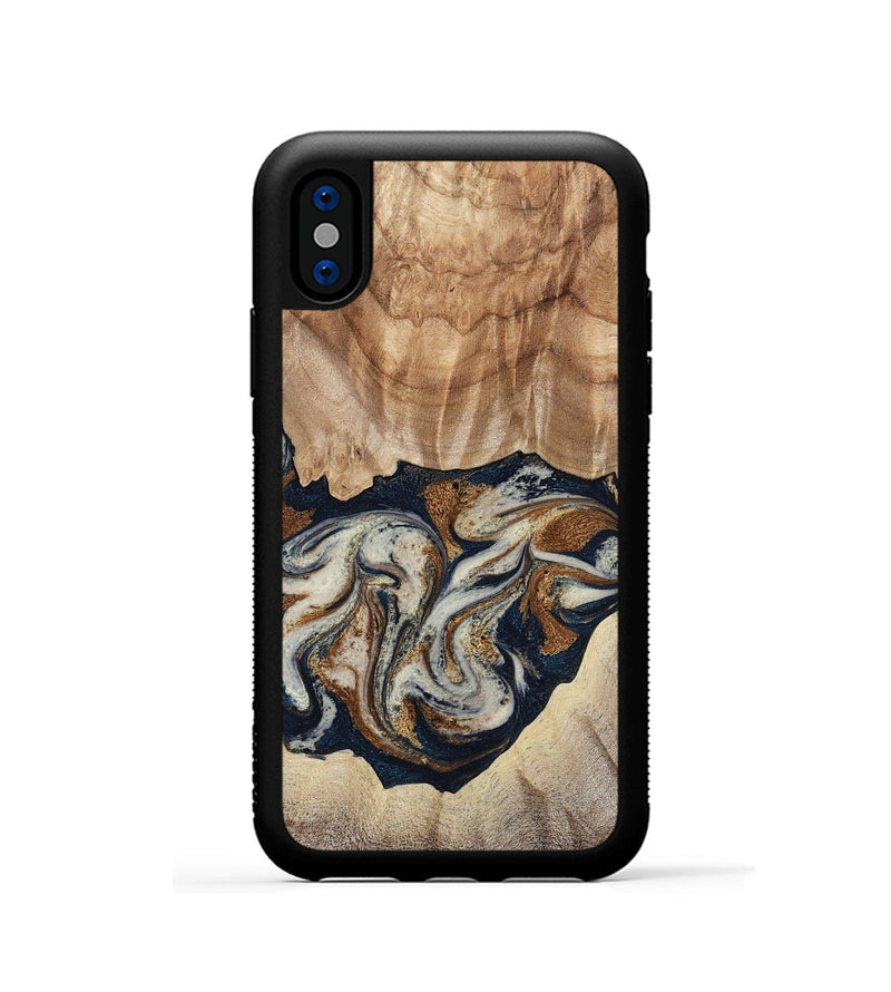 iPhone Xs Wood Phone Case - Ole (Teal & Gold, 788011)