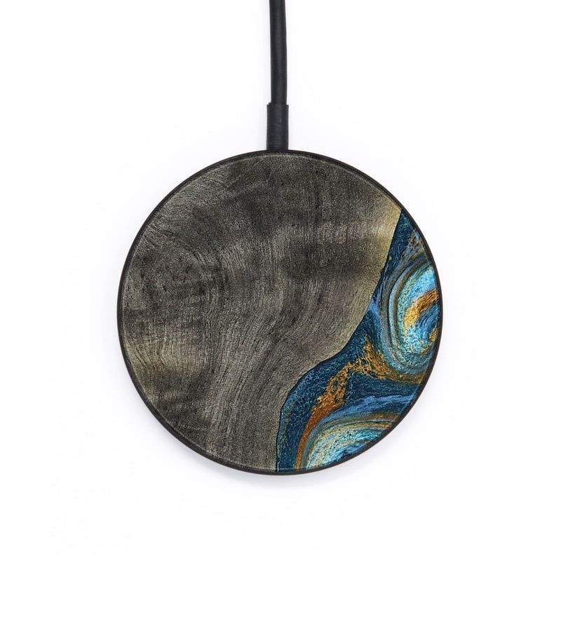 Circle Wood Wireless Charger - Maryam (Teal & Gold, 788013)