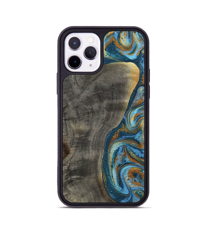 iPhone 11 Pro Wood Phone Case - Maryam (Teal & Gold, 788013)