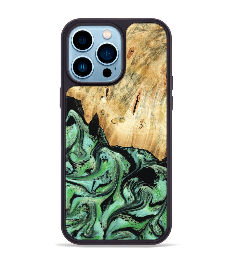 iPhone 14 Pro Max Wood Phone Case - Pierce (Green, 788030)