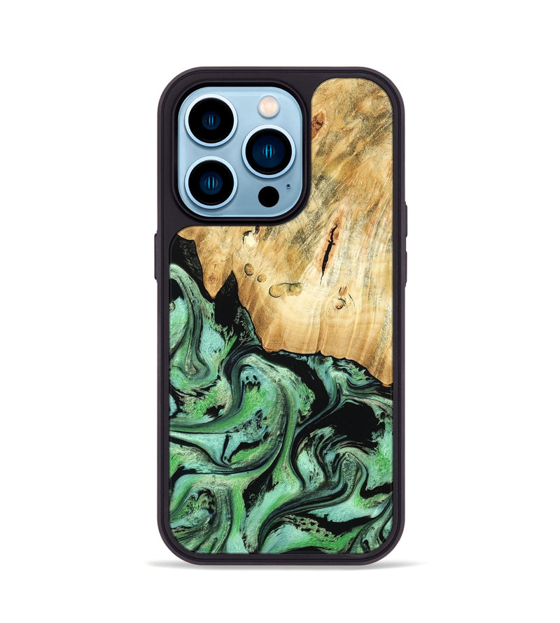 iPhone 14 Pro Wood Phone Case - Pierce (Green, 788030)