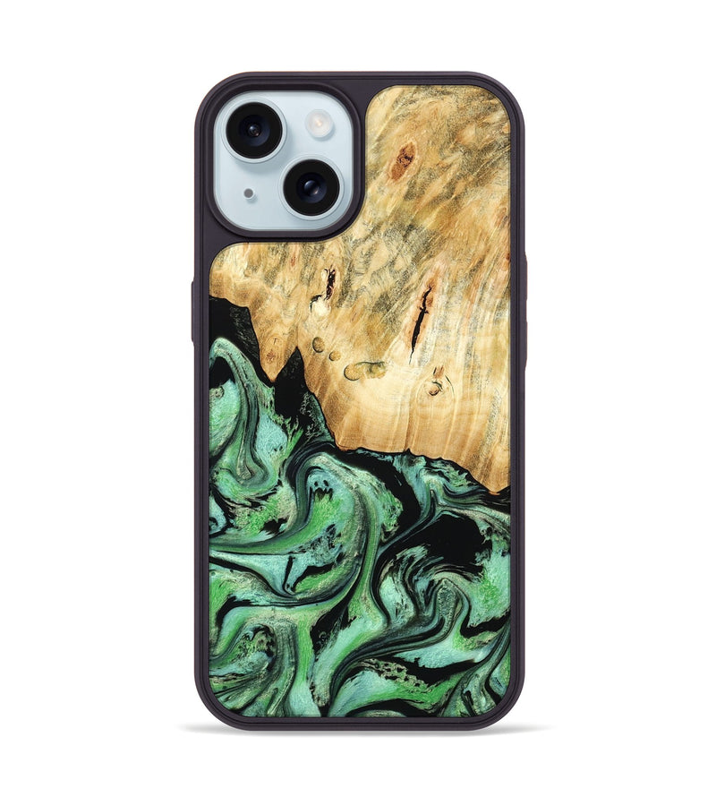 iPhone 15 Wood Phone Case - Pierce (Green, 788030)