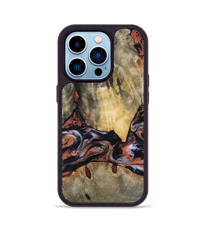 iPhone 14 Pro Wood Phone Case - Lorri (Black & White, 788148)