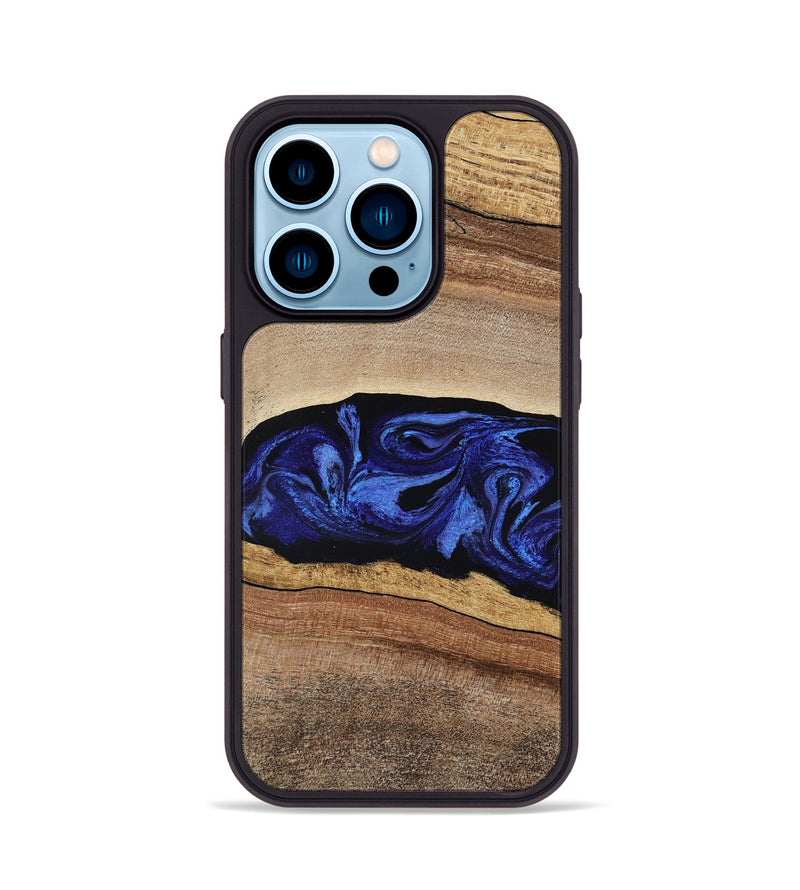 iPhone 14 Pro Wood Phone Case - Denzel (Blue, 788172)