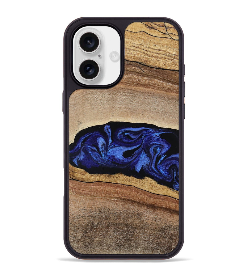 iPhone 16 Plus Wood Phone Case - Denzel (Blue, 788172)
