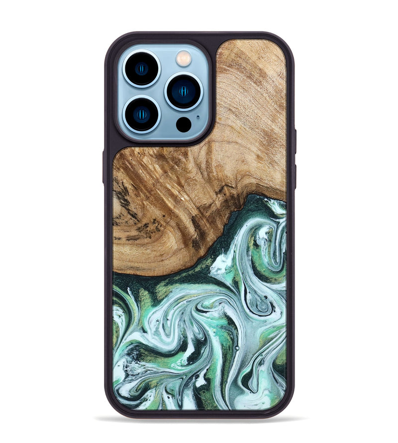 iPhone 14 Pro Max Wood Phone Case - Doris (Green, 788175)
