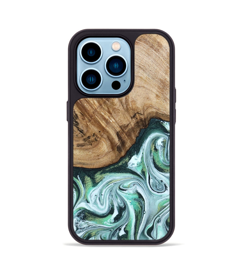iPhone 14 Pro Wood Phone Case - Doris (Green, 788175)