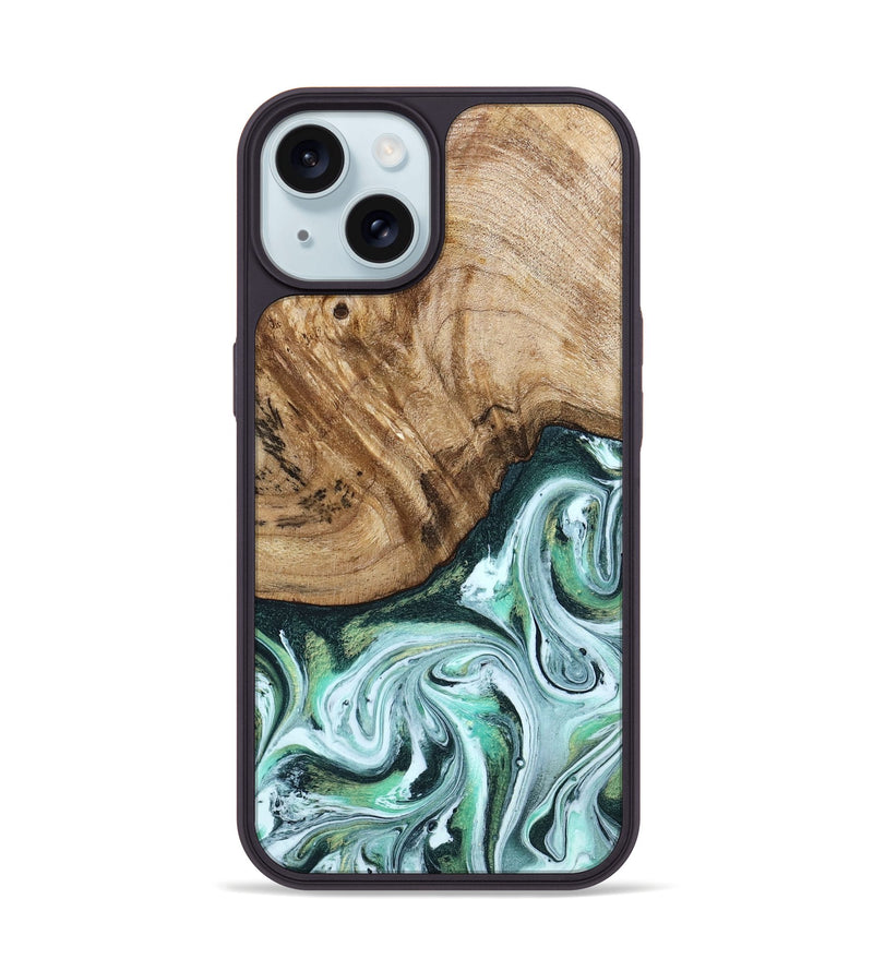 iPhone 15 Wood Phone Case - Doris (Green, 788175)