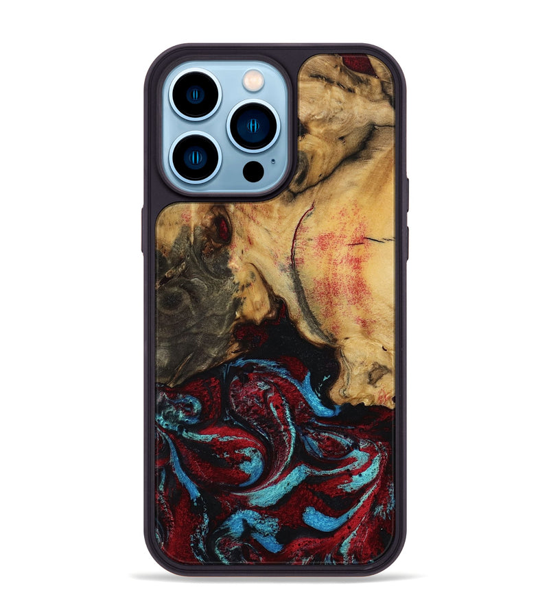 iPhone 14 Pro Max Wood Phone Case - Tena (Red, 788334)