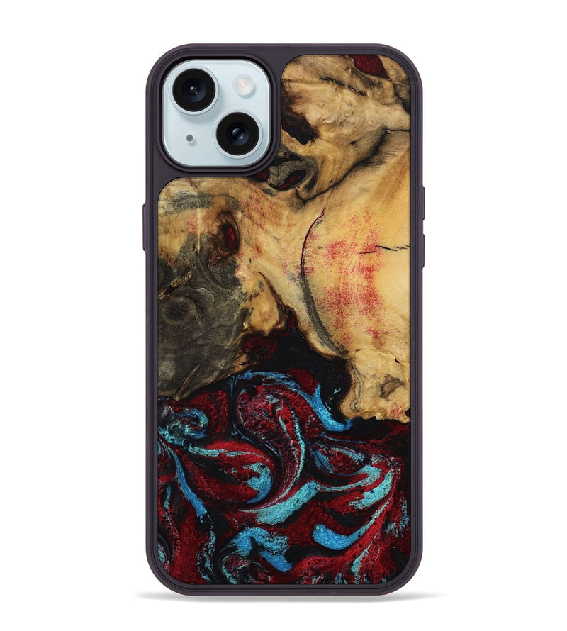 iPhone 15 Plus Wood Phone Case - Tena (Red, 788334)