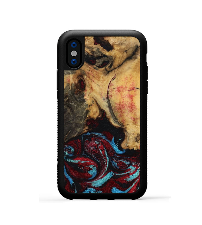 iPhone Xs Wood Phone Case - Tena (Red, 788334)