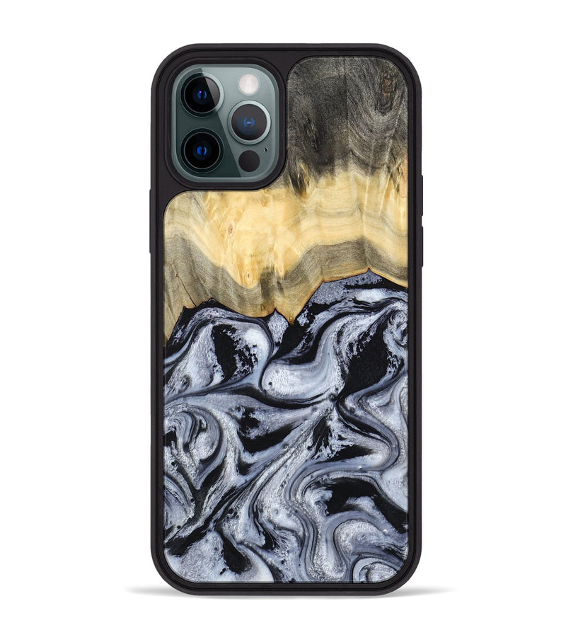 iPhone 12 Pro Max Wood Phone Case - Krew (Black & White, 788343)