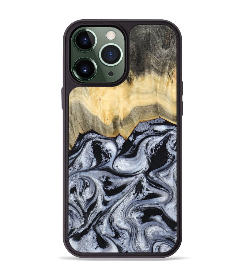 iPhone 13 Pro Max Wood Phone Case - Krew (Black & White, 788343)