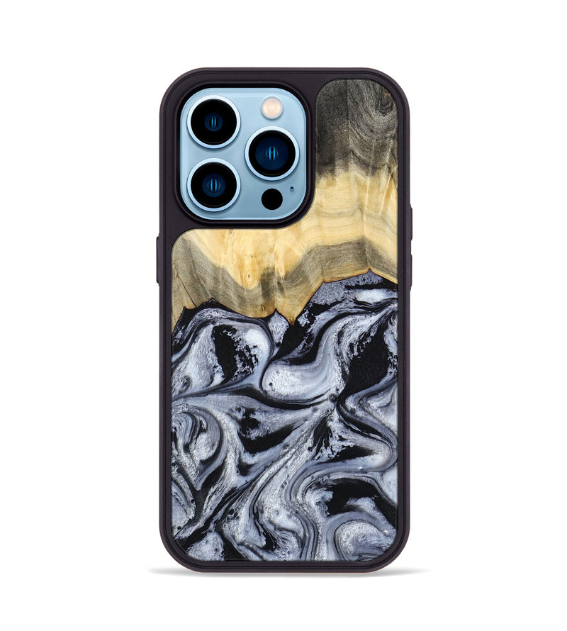 iPhone 14 Pro Wood Phone Case - Krew (Black & White, 788343)