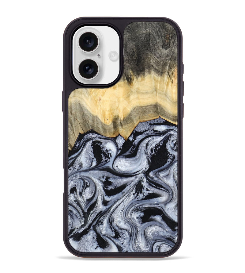iPhone 16 Plus Wood Phone Case - Krew (Black & White, 788343)