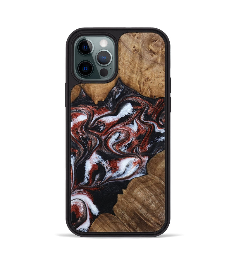 iPhone 12 Pro Wood Phone Case - Idell (Black & White, 788344)