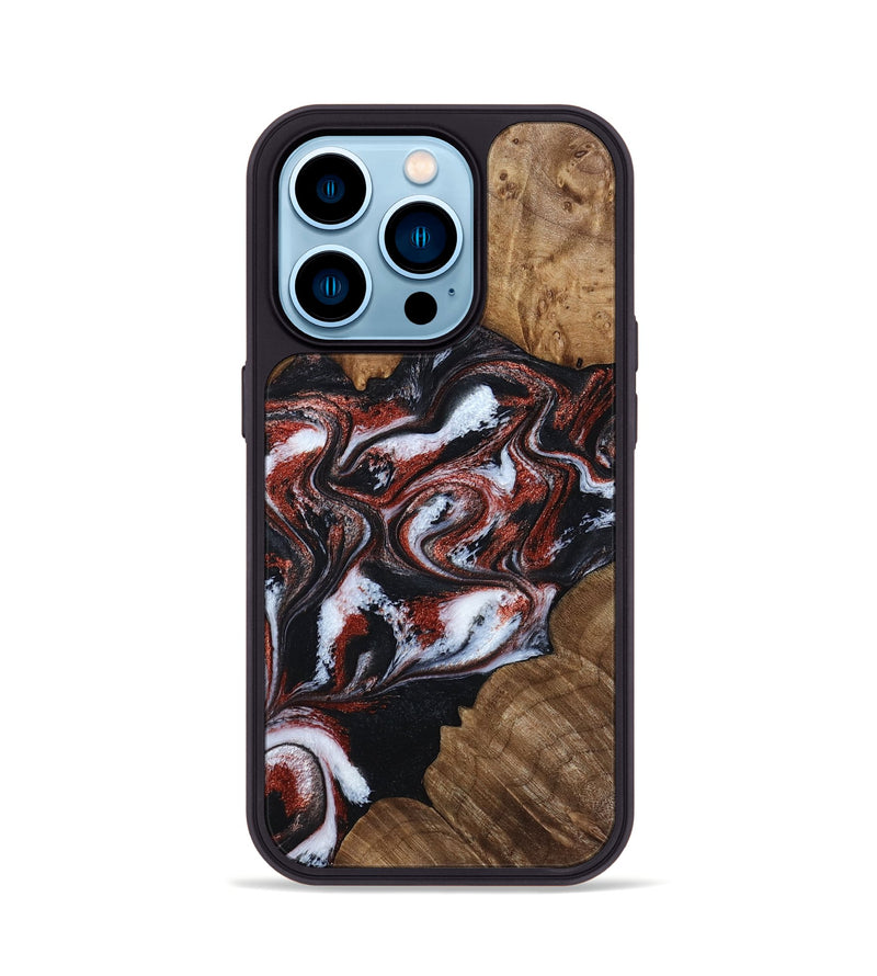 iPhone 14 Pro Wood Phone Case - Idell (Black & White, 788344)