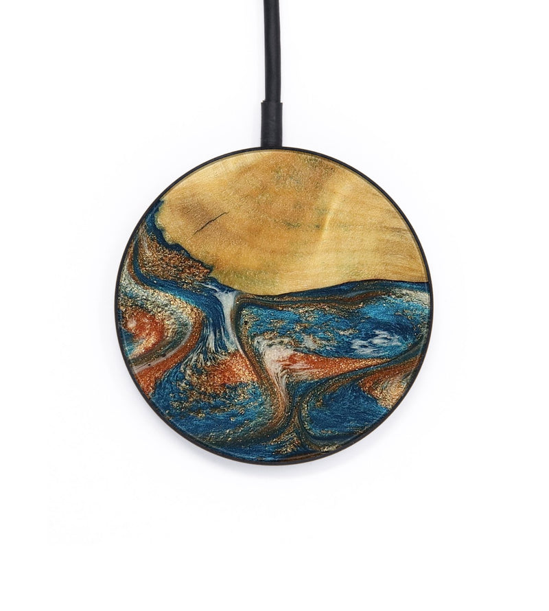 Circle Wood Wireless Charger - Carmelo (Teal & Gold, 788385)