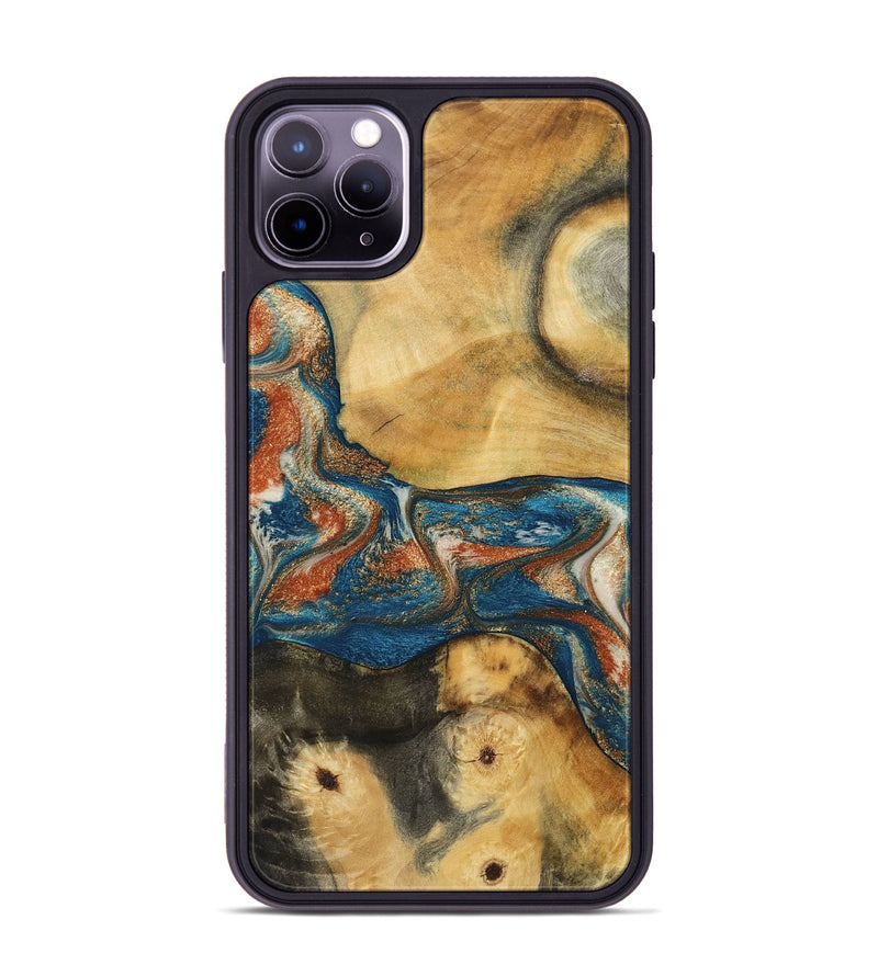 iPhone 11 Pro Max Wood Phone Case - Carmelo (Teal & Gold, 788385)